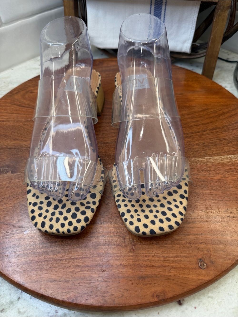 DV by Dolce Vita Clear Strap Sandals with Leopard Dot Footbed